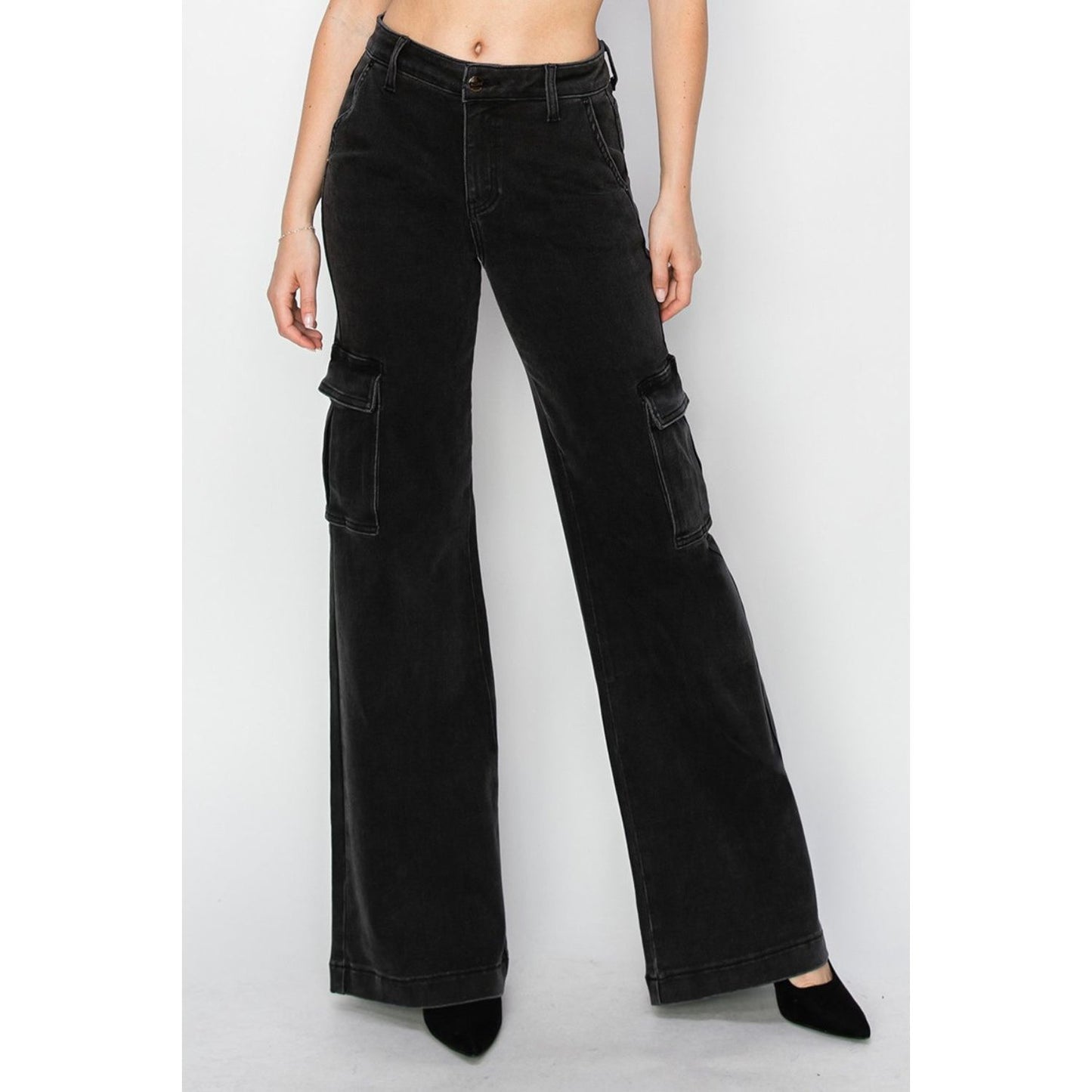 Risen Full Size High Rise Wide Leg Cargo Jeans