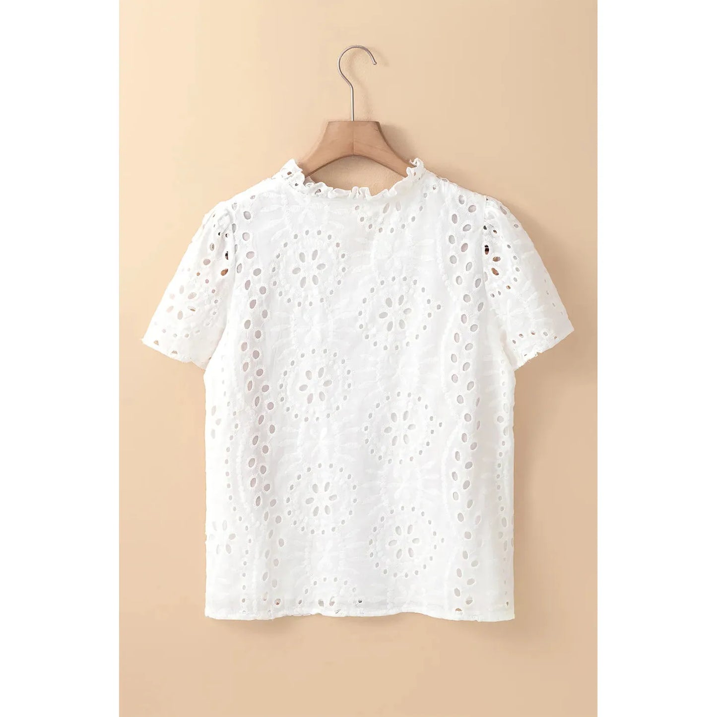 Eyelet Frill Short Sleeve Blouse