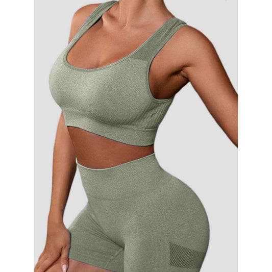 Cutout Scoop Neck Tank and Shorts Active Set