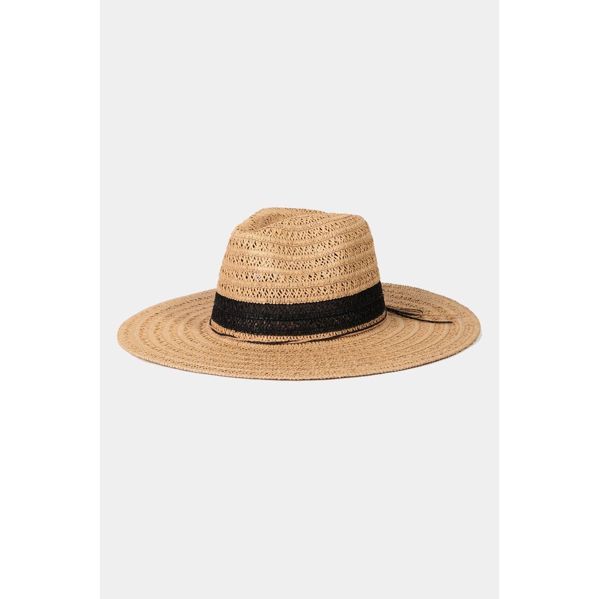 Fame Contrast Straw Braided Sun Hat