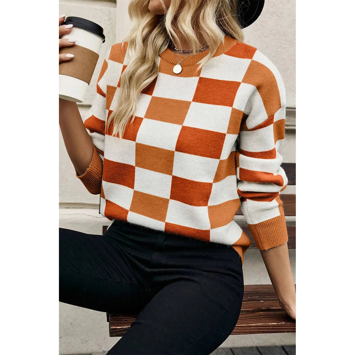 Color Block Round Neck Sweater