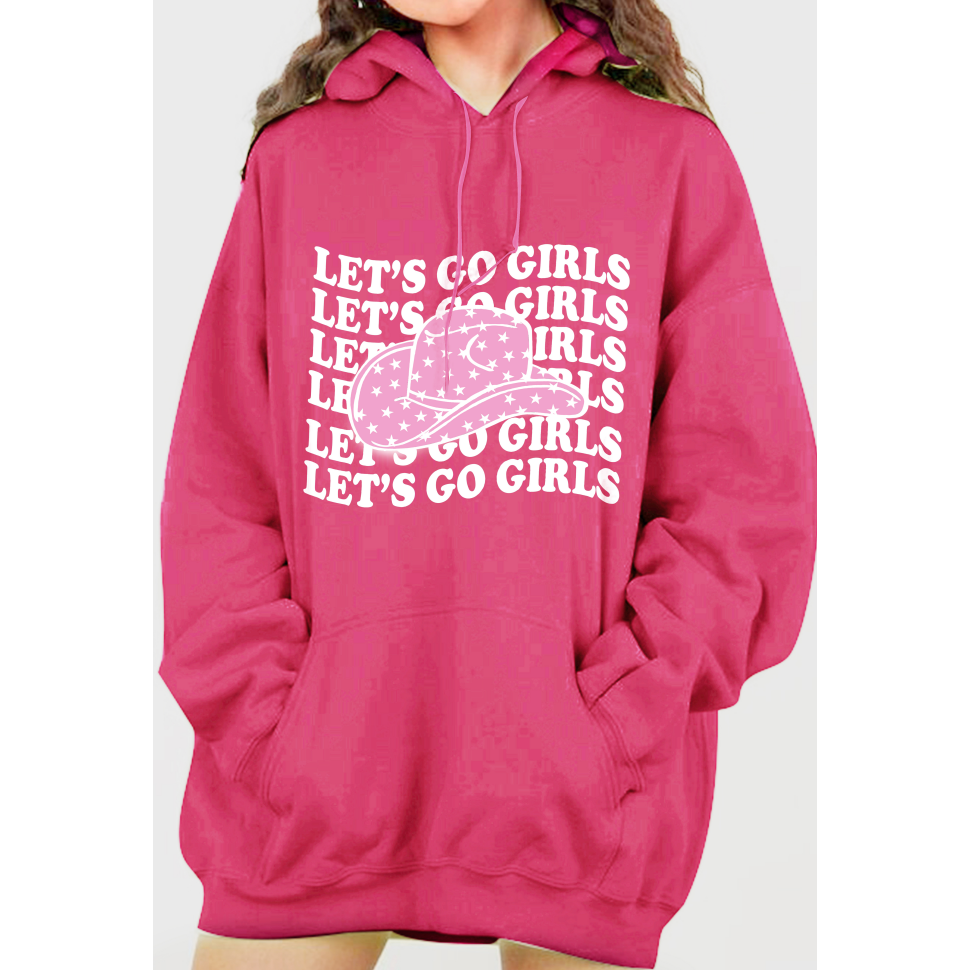 Simply Love Simply Love Full Size LET’S GO GIRLS Graphic Dropped Shoulder Hoodie