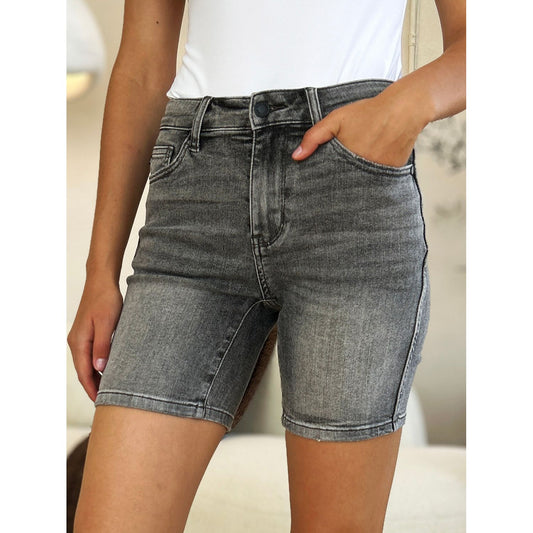 Judy Blue Full Size High Waist Washed Denim Shorts