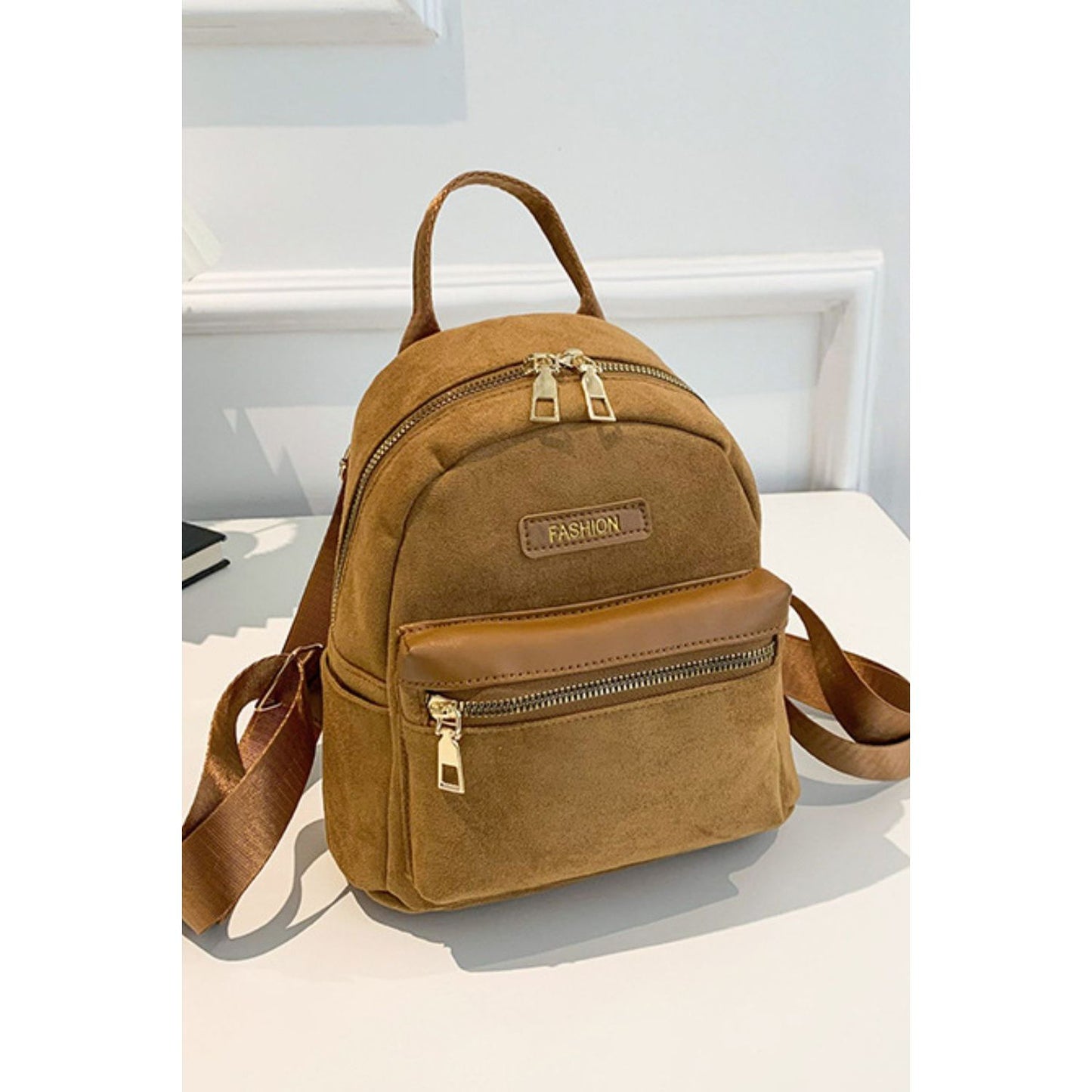 Suede Adjustable Strap Backpack Bag