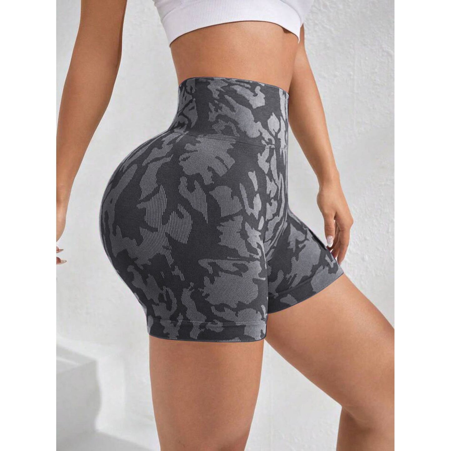 Printed High Waist Active Shorts