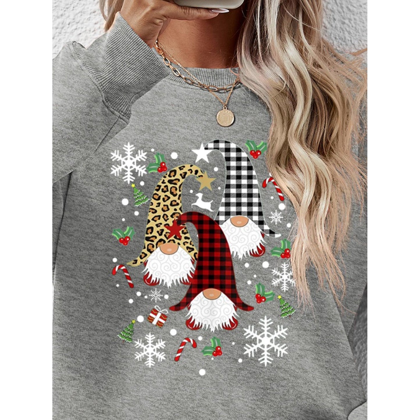 Faceless Gnomes Graphic Drop Shoulder Sweatshirt