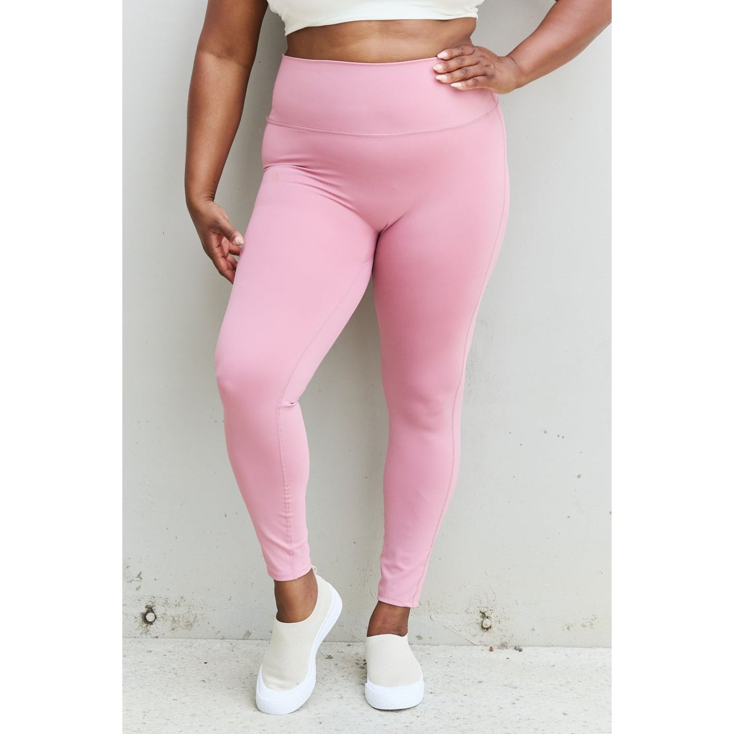 Zenana Fit For You Full Size High Waist Active Leggings in Light Rose