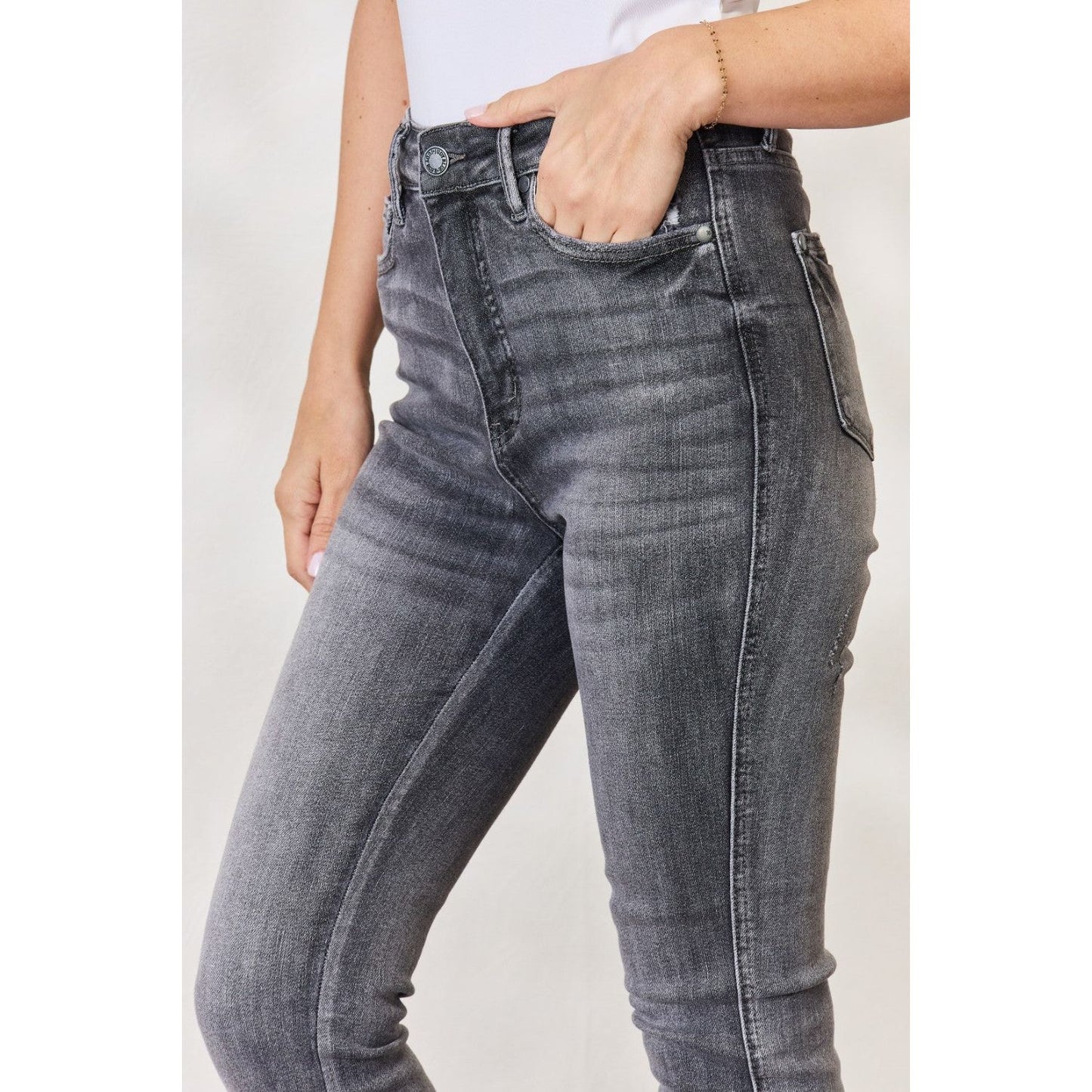 Judy Blue Full Size High Waist Tummy Control Release Hem Skinny Jeans