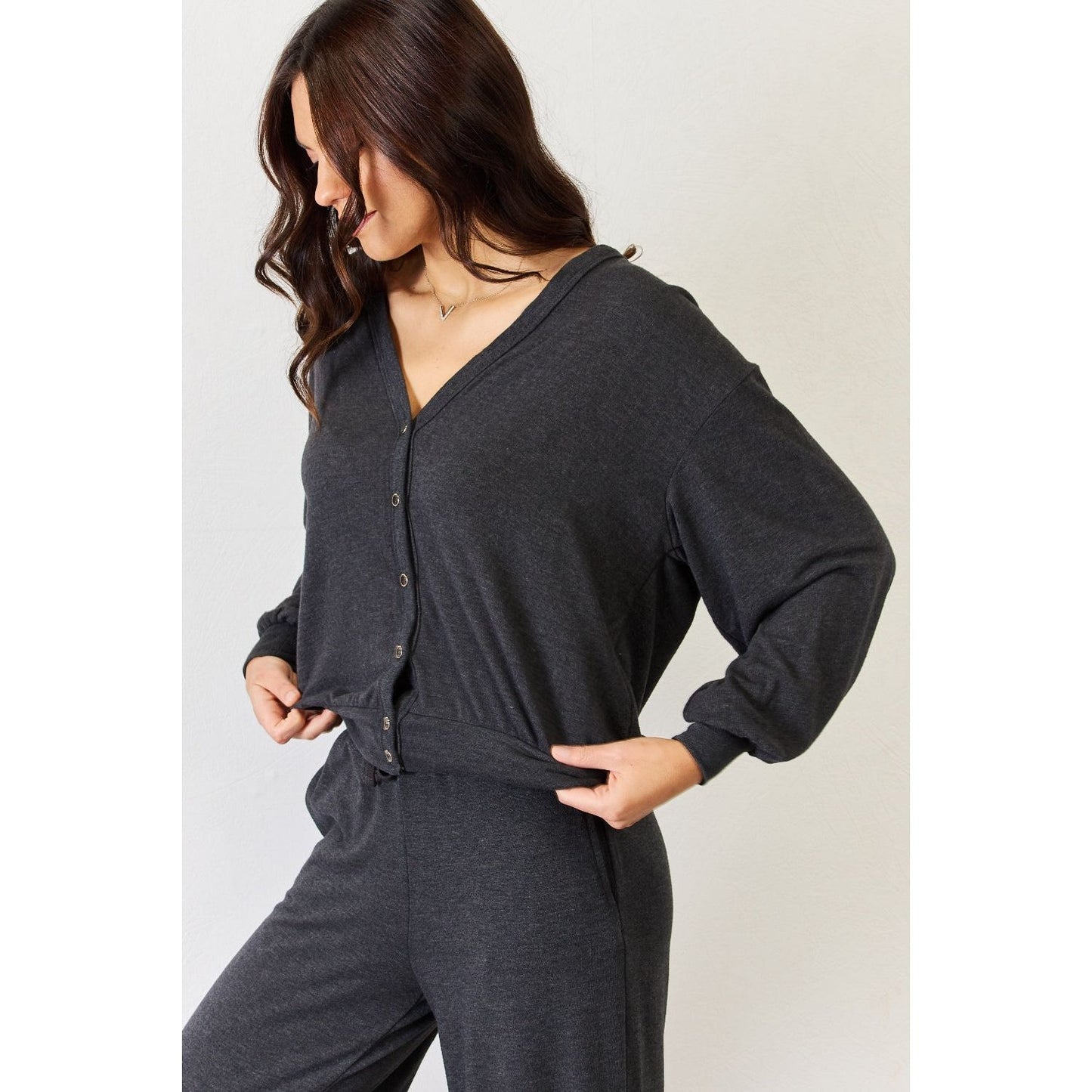 RISEN Ultra Soft  Button Up Long Sleeve Lounge Cardigan