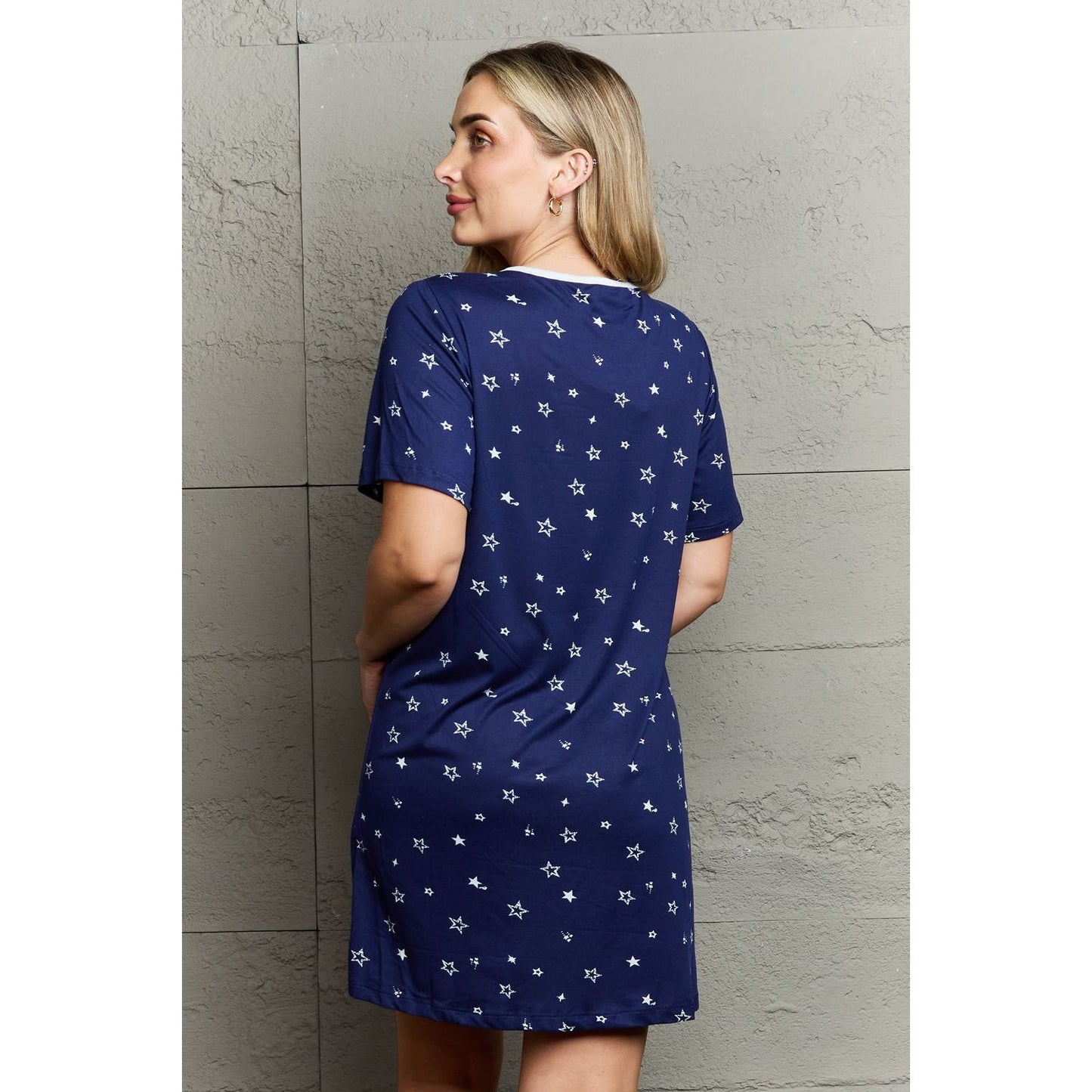 MOON NITE Quilted Quivers Button Down Sleepwear Dress