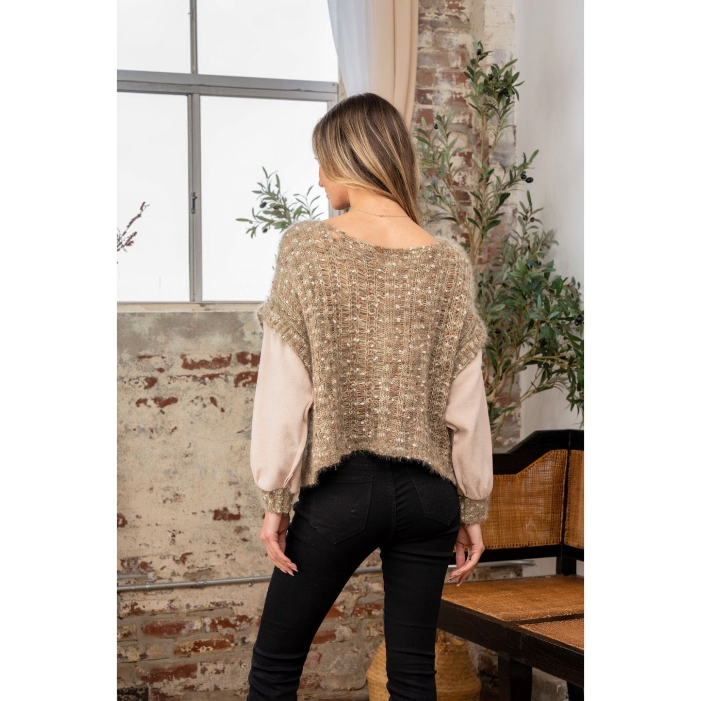 Sew In Love Full Size Fuzzy Long Sleeve Knit Top