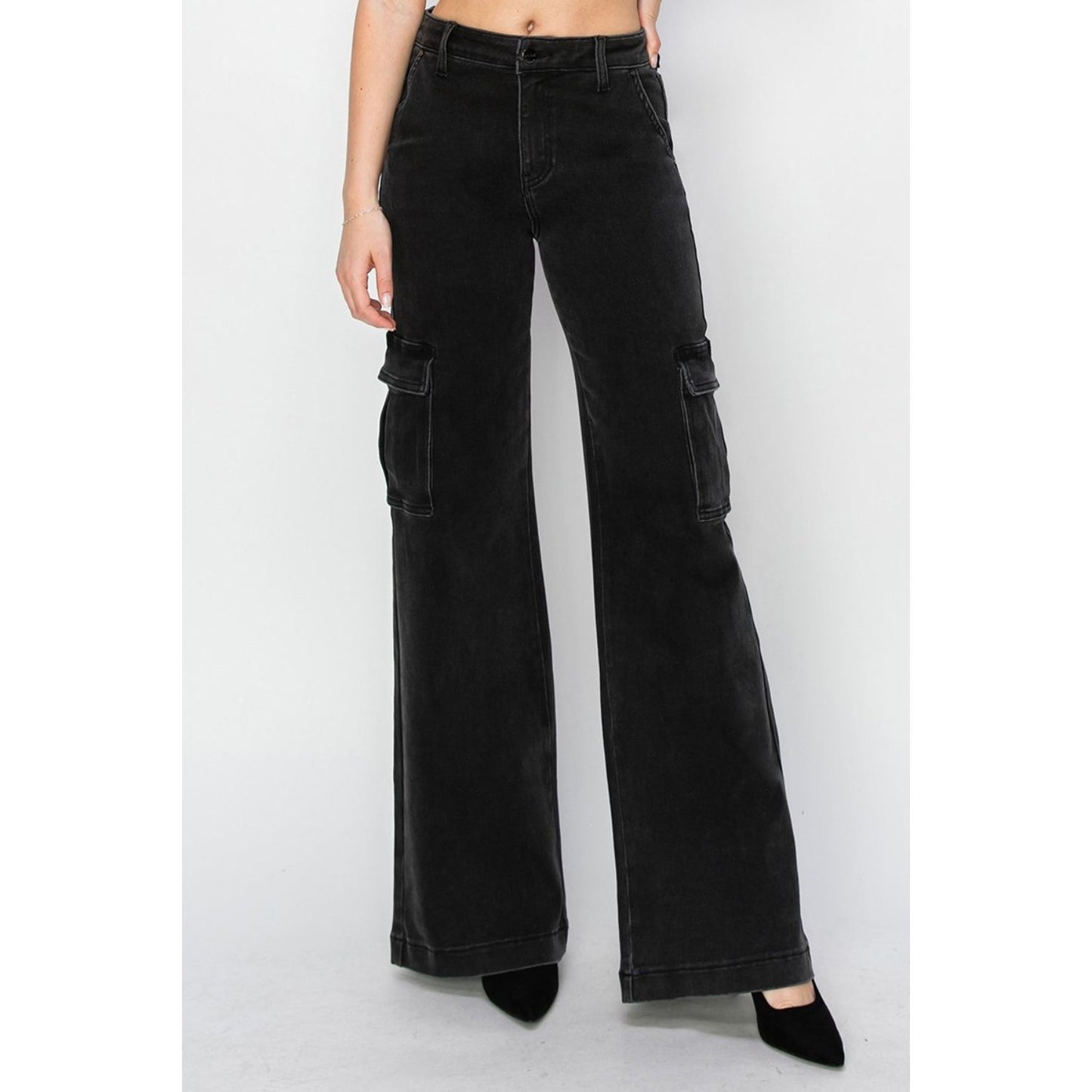 Risen Full Size High Rise Wide Leg Cargo Jeans