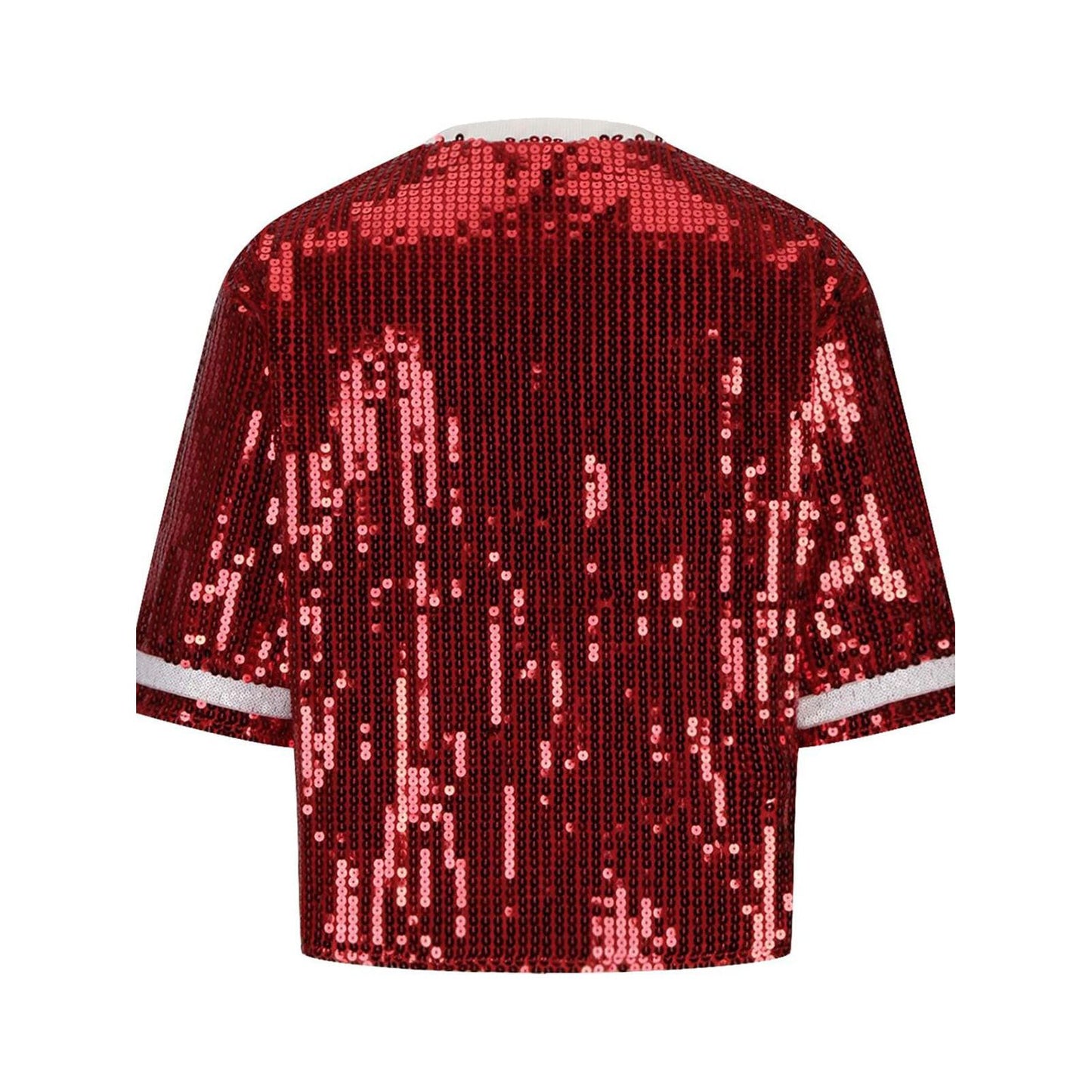 Sequin Football Round Neck Half Sleeve Top