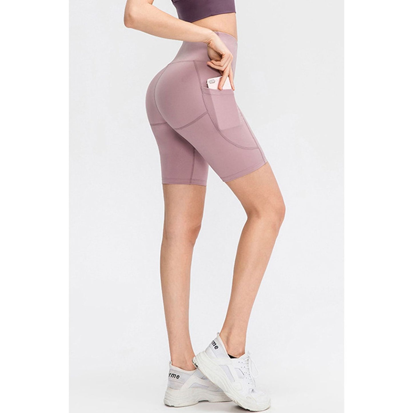 Wide Waistband Sports Shorts with Pockets