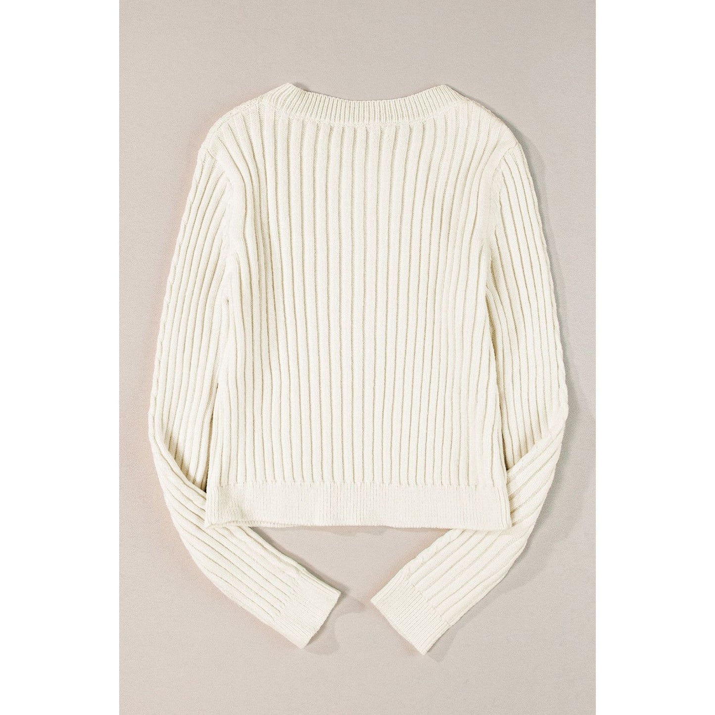 Cable-Knit Round Neck Long Sleeve Sweater