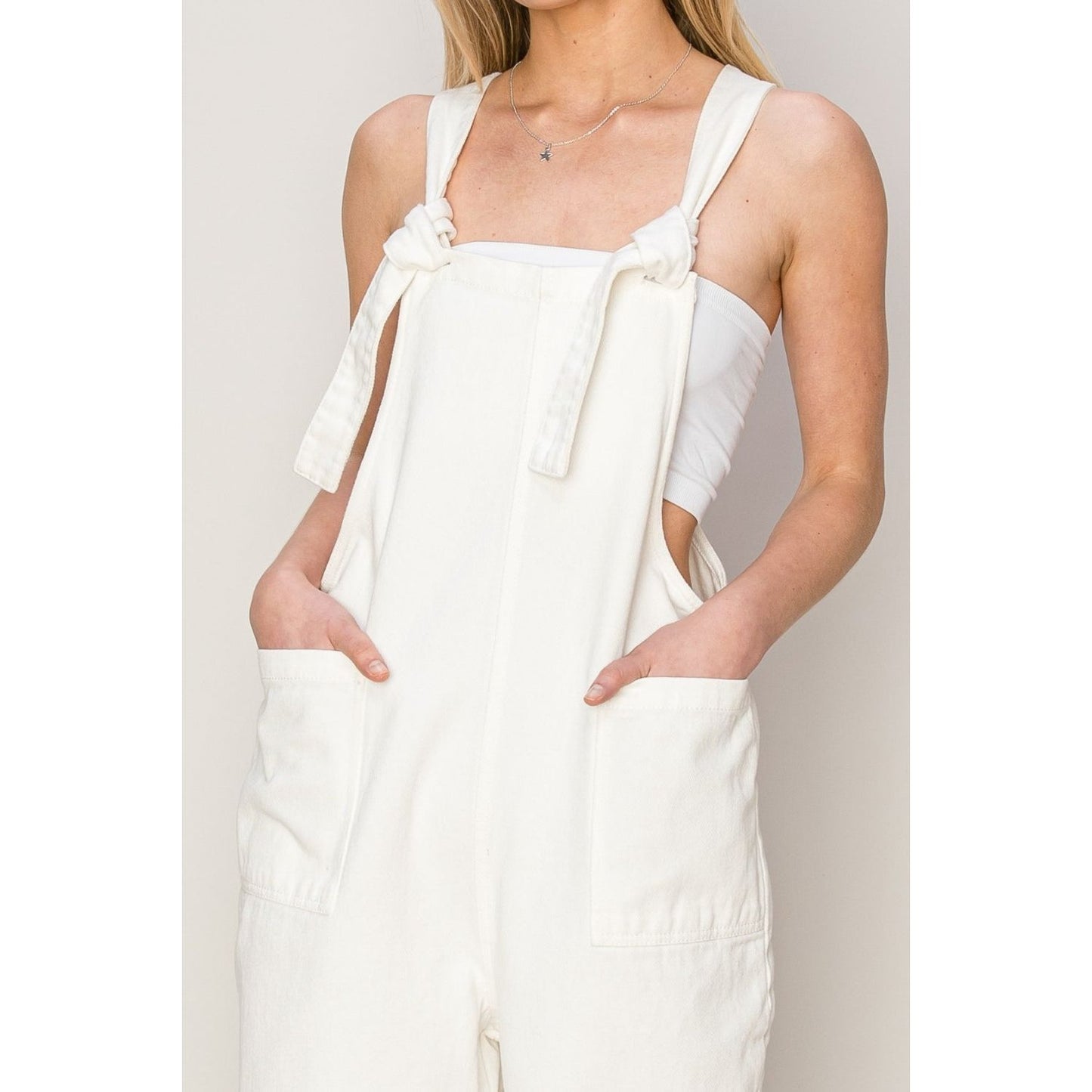 HYFVE Washed Twill Knotted Strap Overalls