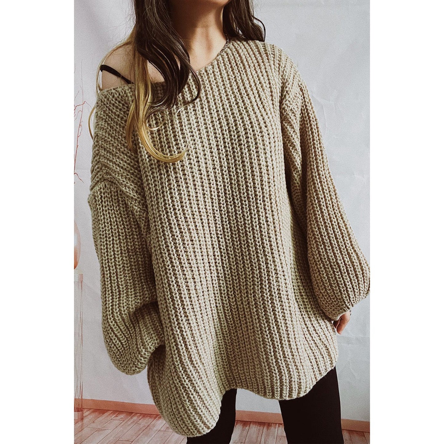 Boat Neck Dropped Shoulder Mini Sweater Dress