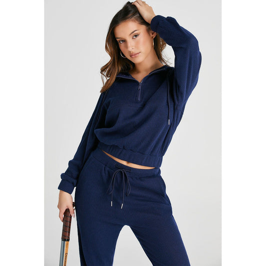 Drawstring Half Zip Hoodie and Joggers Active Set