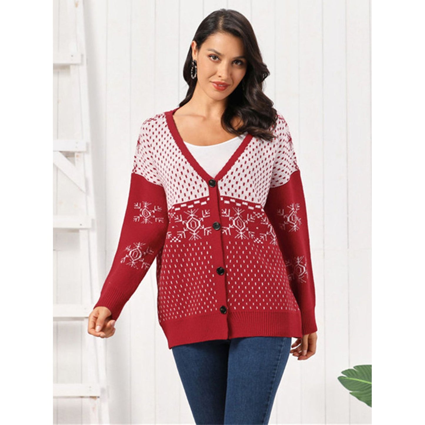 Snowflake Button Down Cardigan