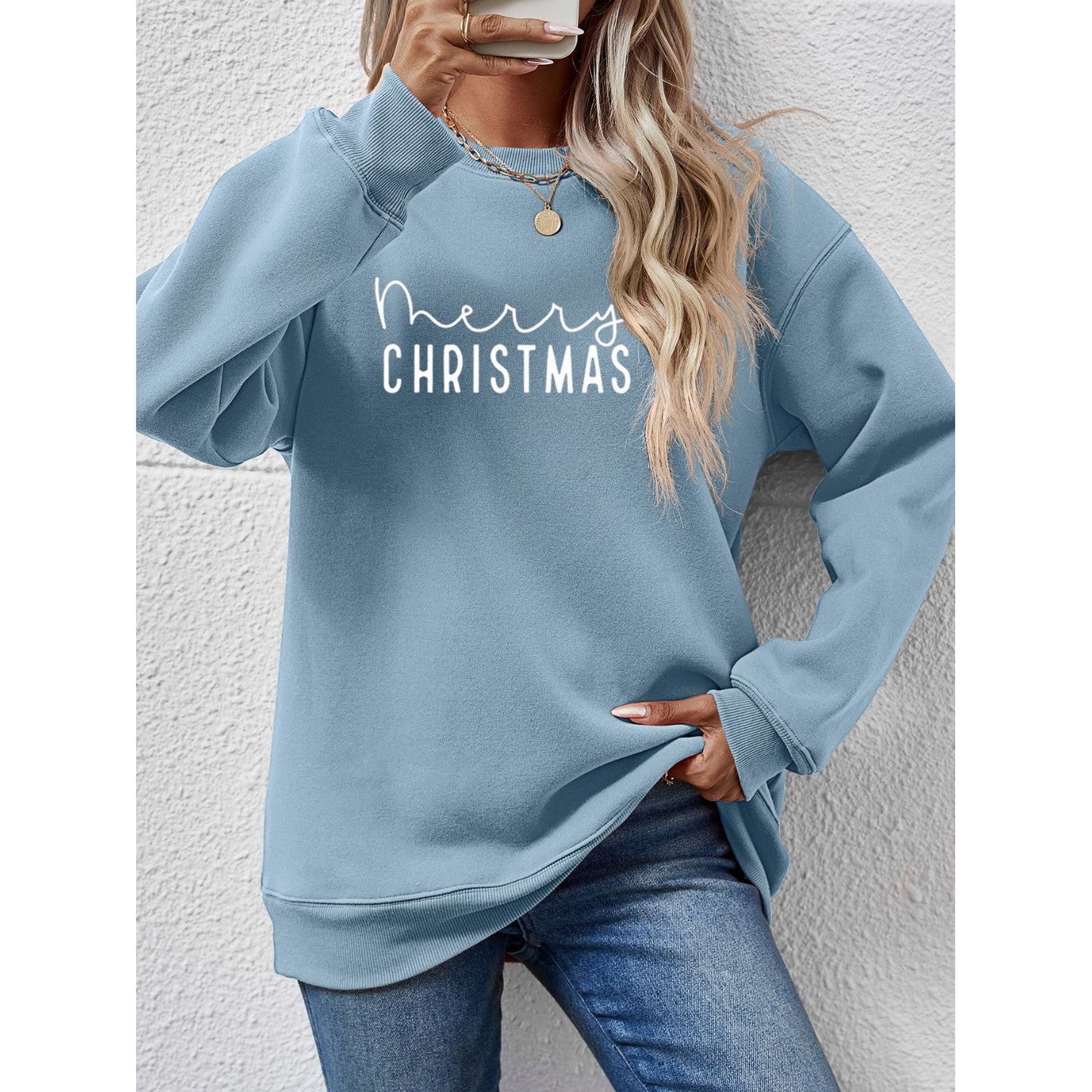 MERRY CHRISTMAS Dropped Shoulder Sweatshirt