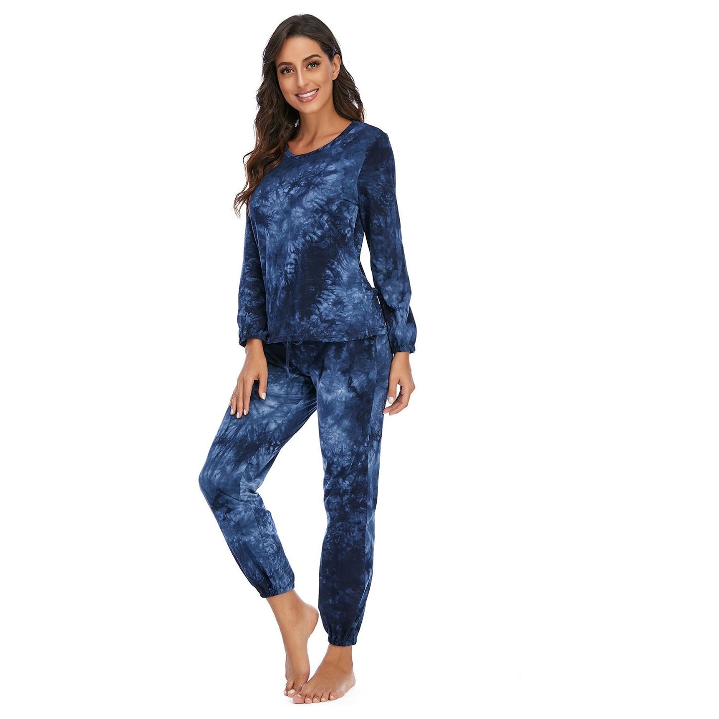 Tie-Dye Top and Drawstring Pants Lounge Set