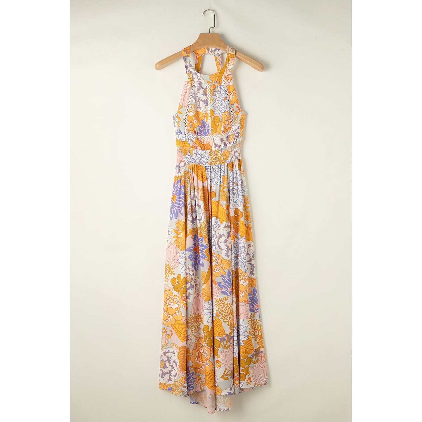 Tied Printed Grecian Sleeveless Maxi Dress