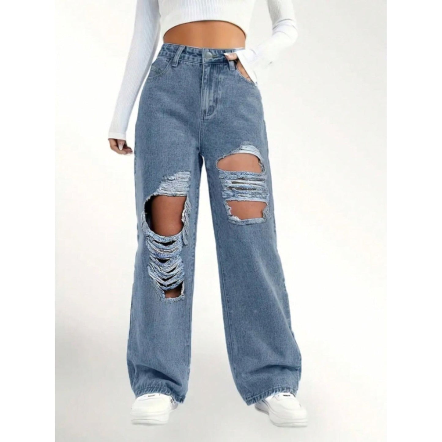 Distressed Wide Leg Jeans