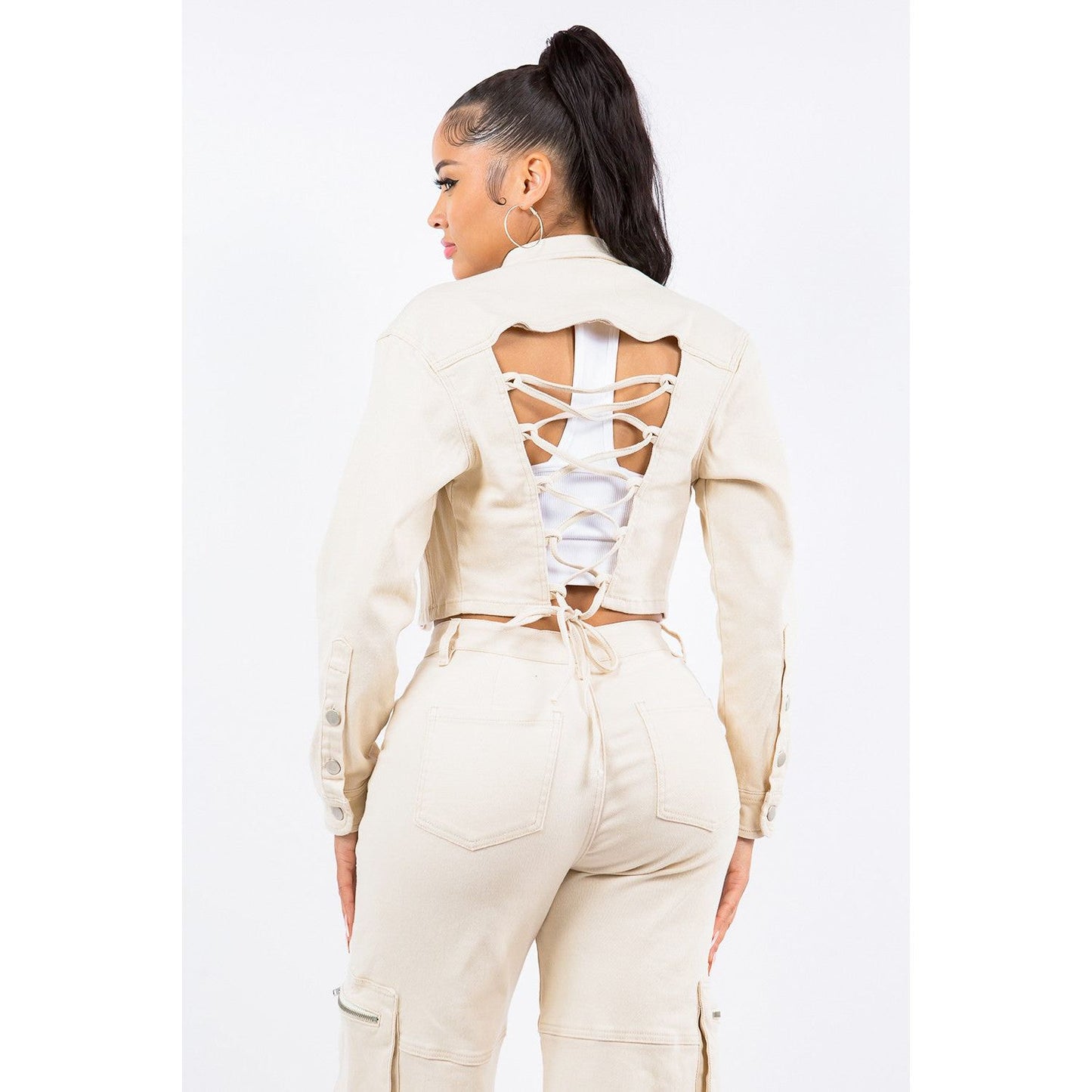 American Bazi Laced Back Cropped Jacket