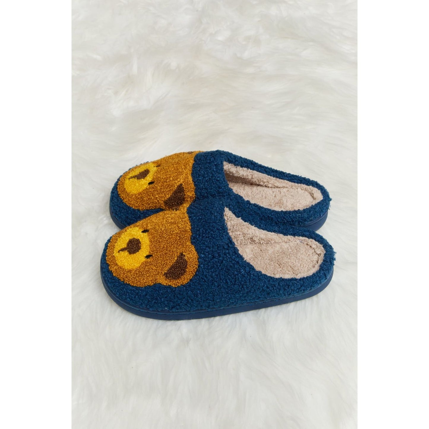 Melody Teddy Bear Print Plush Slide Slippers