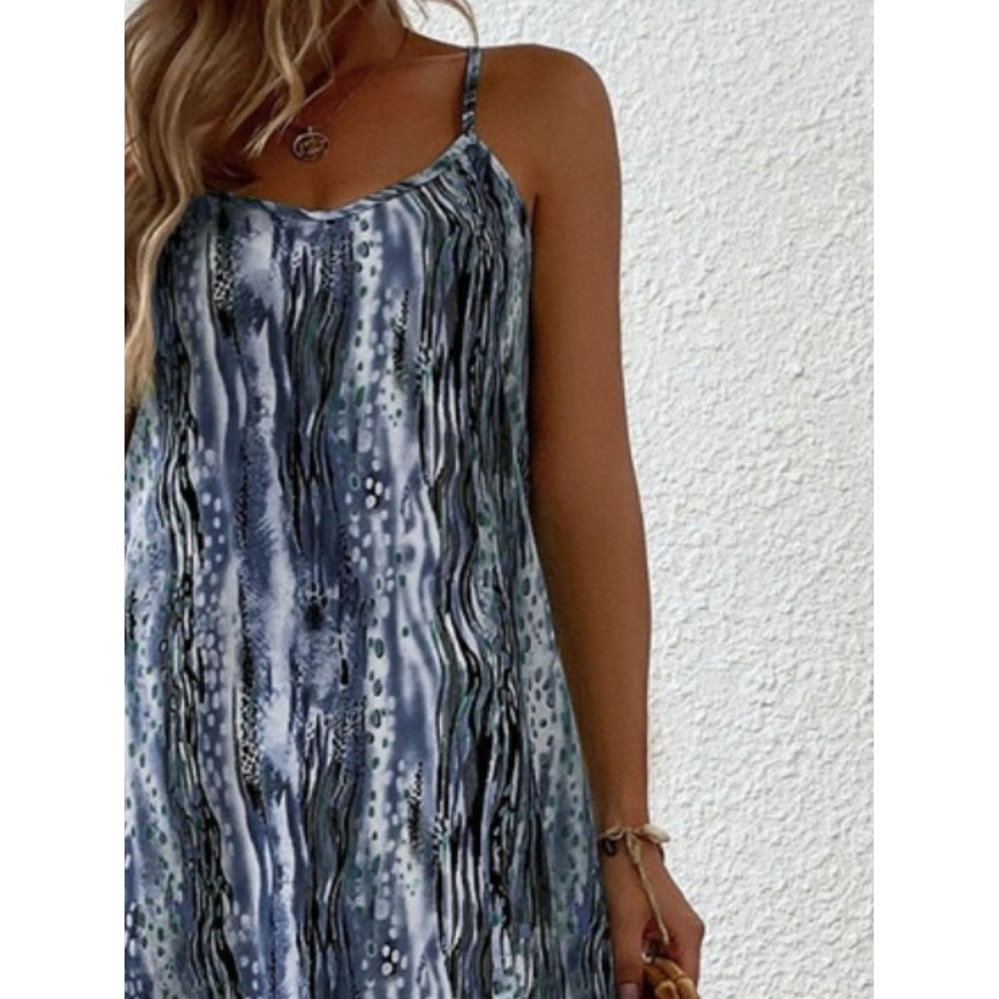 Full Size Printed Scoop Neck Maxi Cami Dress