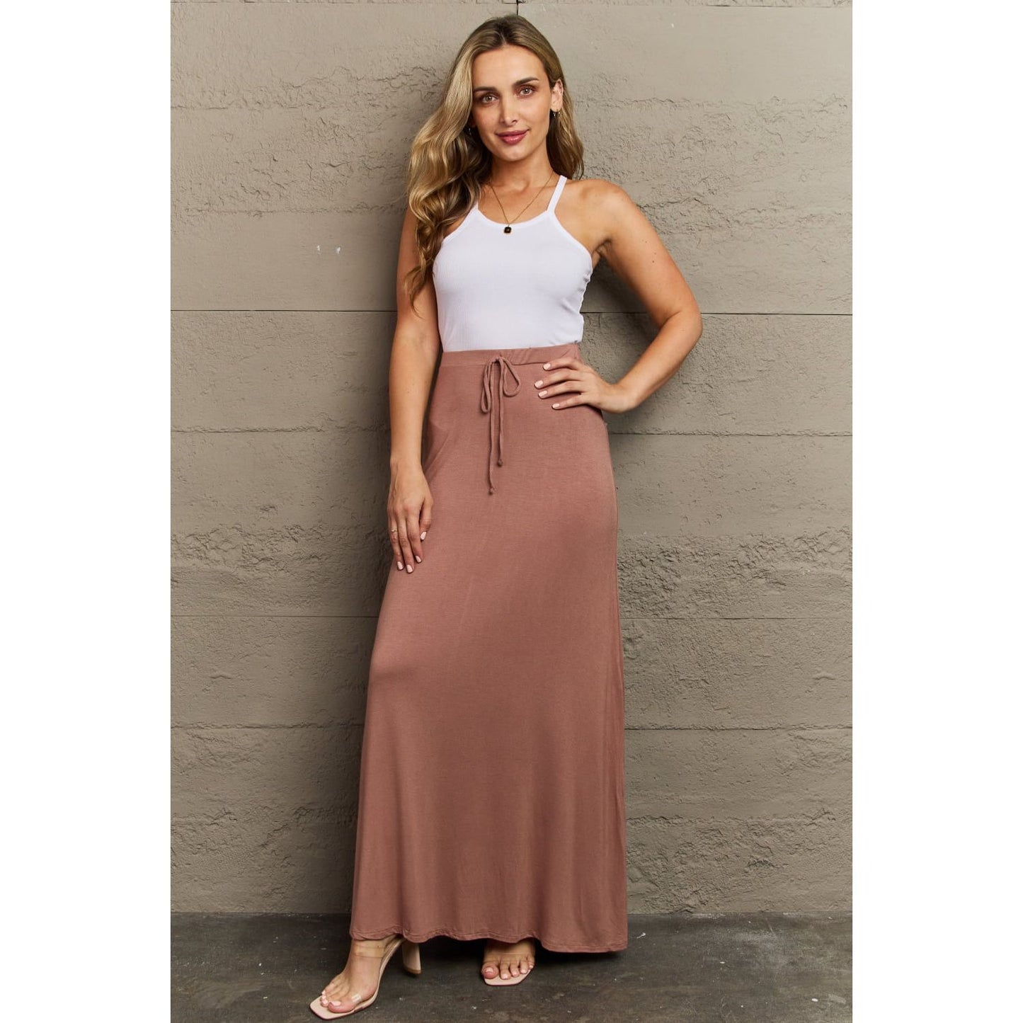 Culture Code For The Day Full Size Flare Maxi Skirt in Chocolate