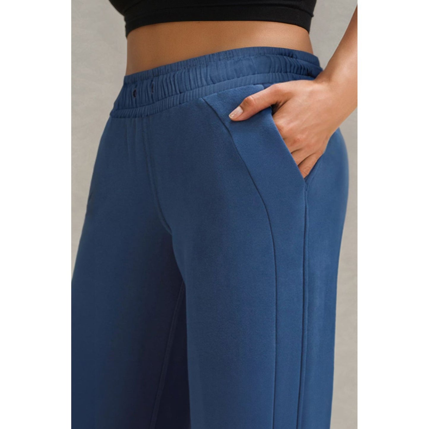 Drawstring Wide Leg Active Pants