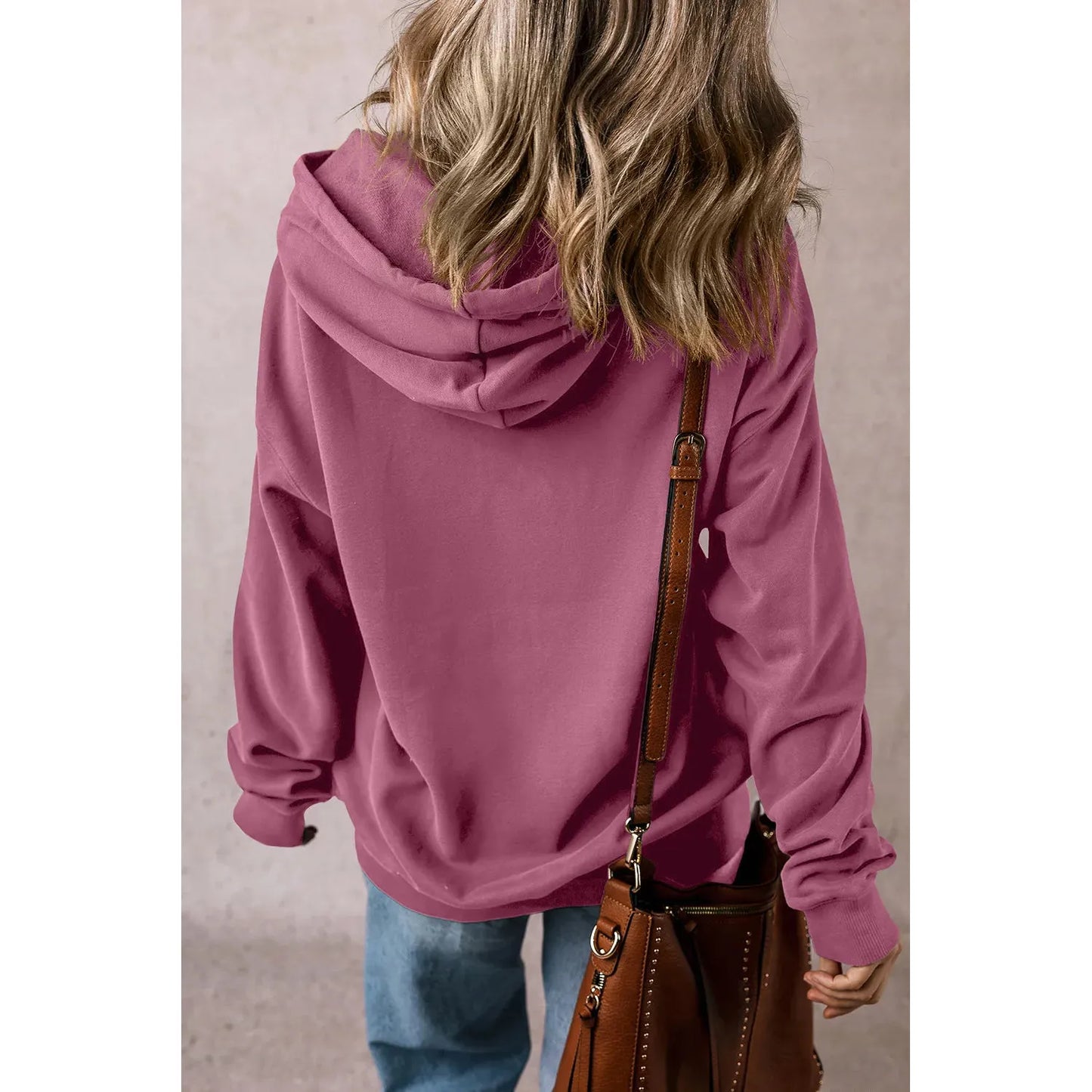 Drawstring Dropped Shoulder Long Sleeve Hoodie