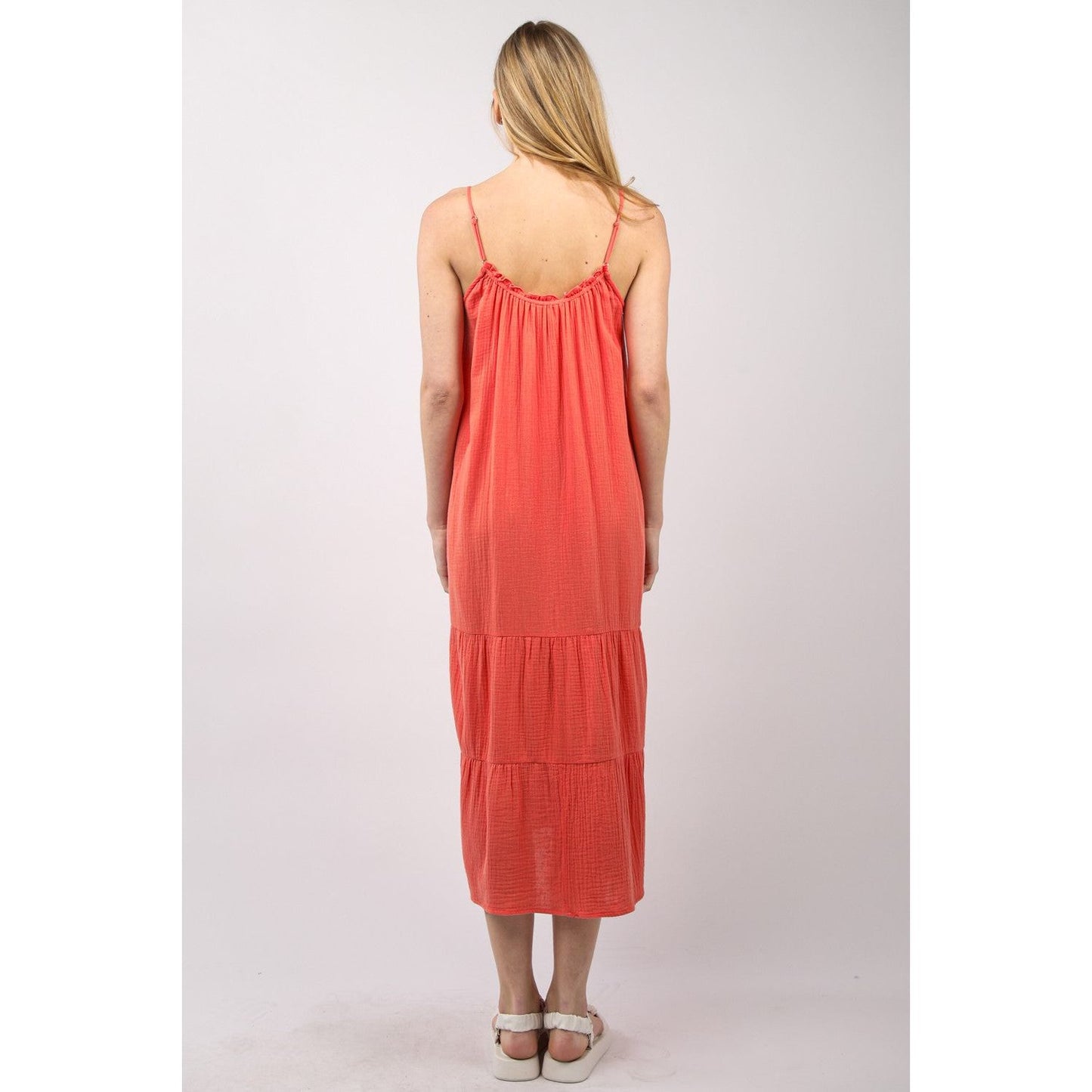 VERY J Ruffled A-Line Midi Cami Dress