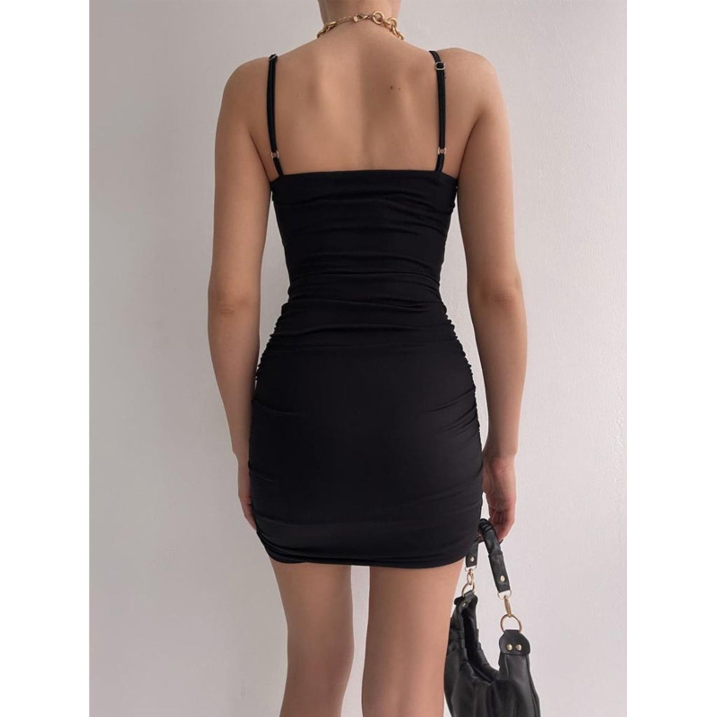 Twisted Ruched Spaghetti Strap Dress