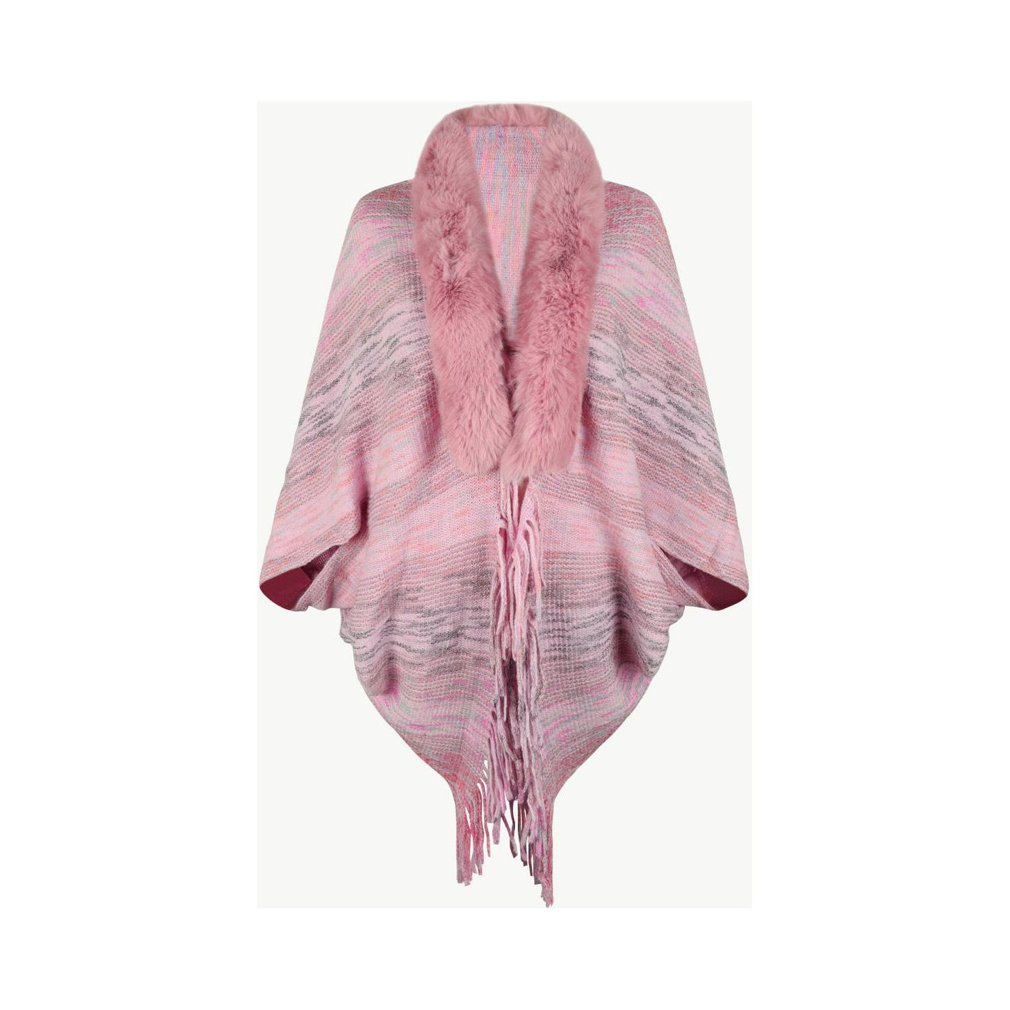 Open Front Fringe Hem Poncho