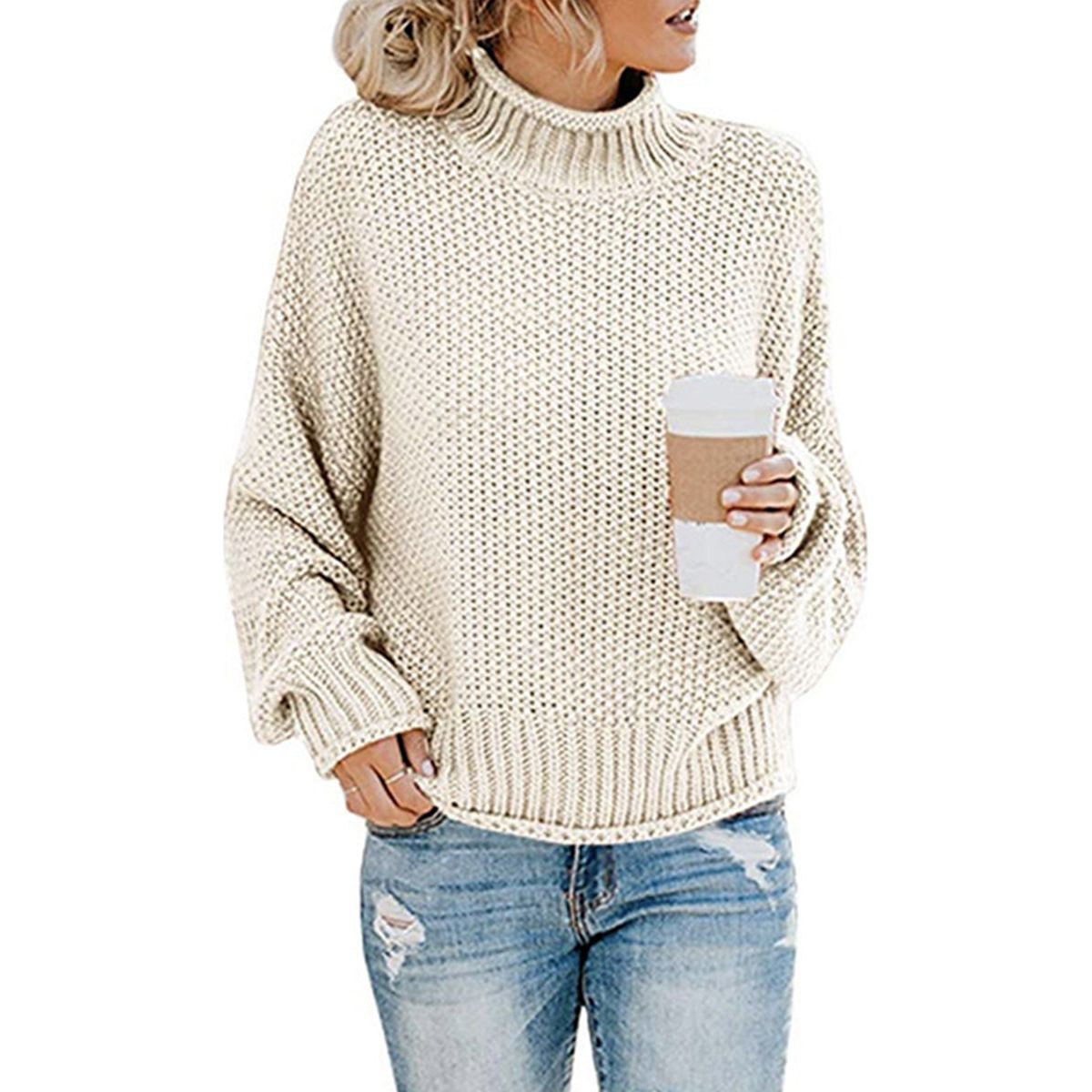 Turtleneck Dropped Shoulder Sweater