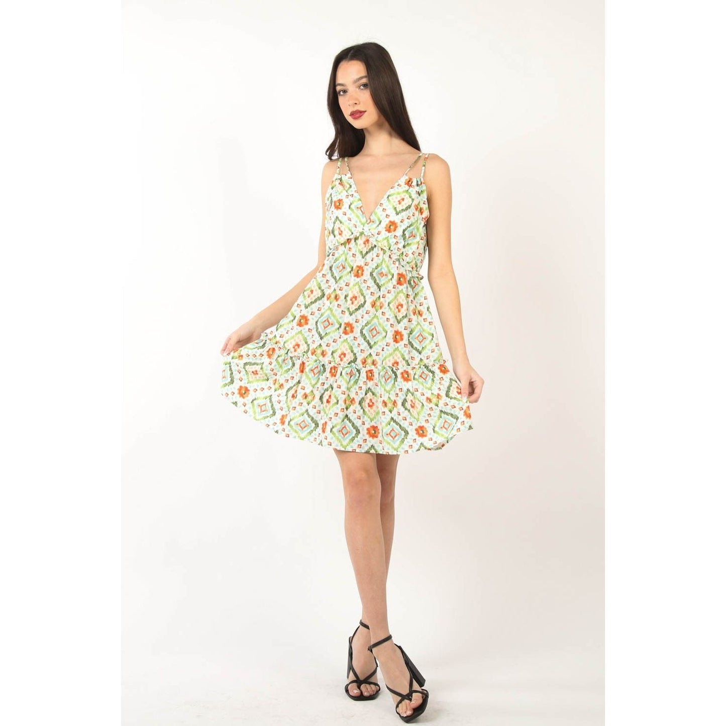 VERY J Floral Back Smocked Ruffled Mini Dress