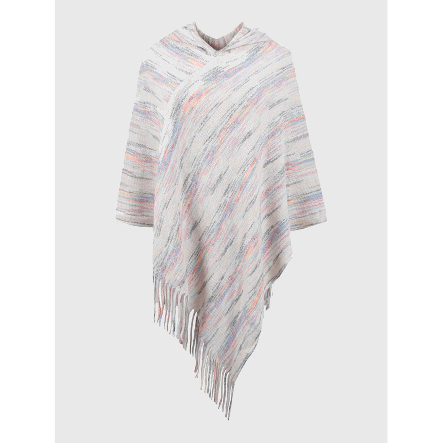 Fringe Hem Hooded Poncho