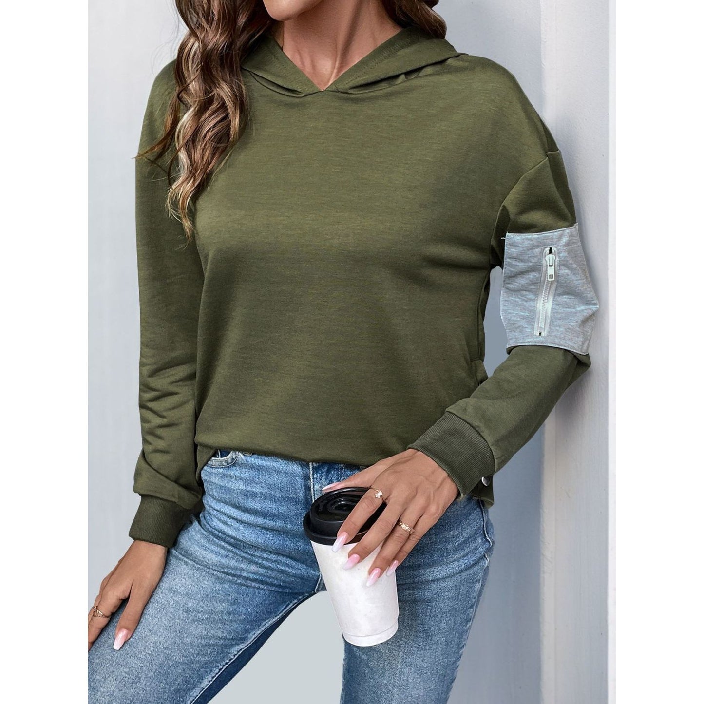 Perfee Dropped Shoulder Long Sleeve Hoodie