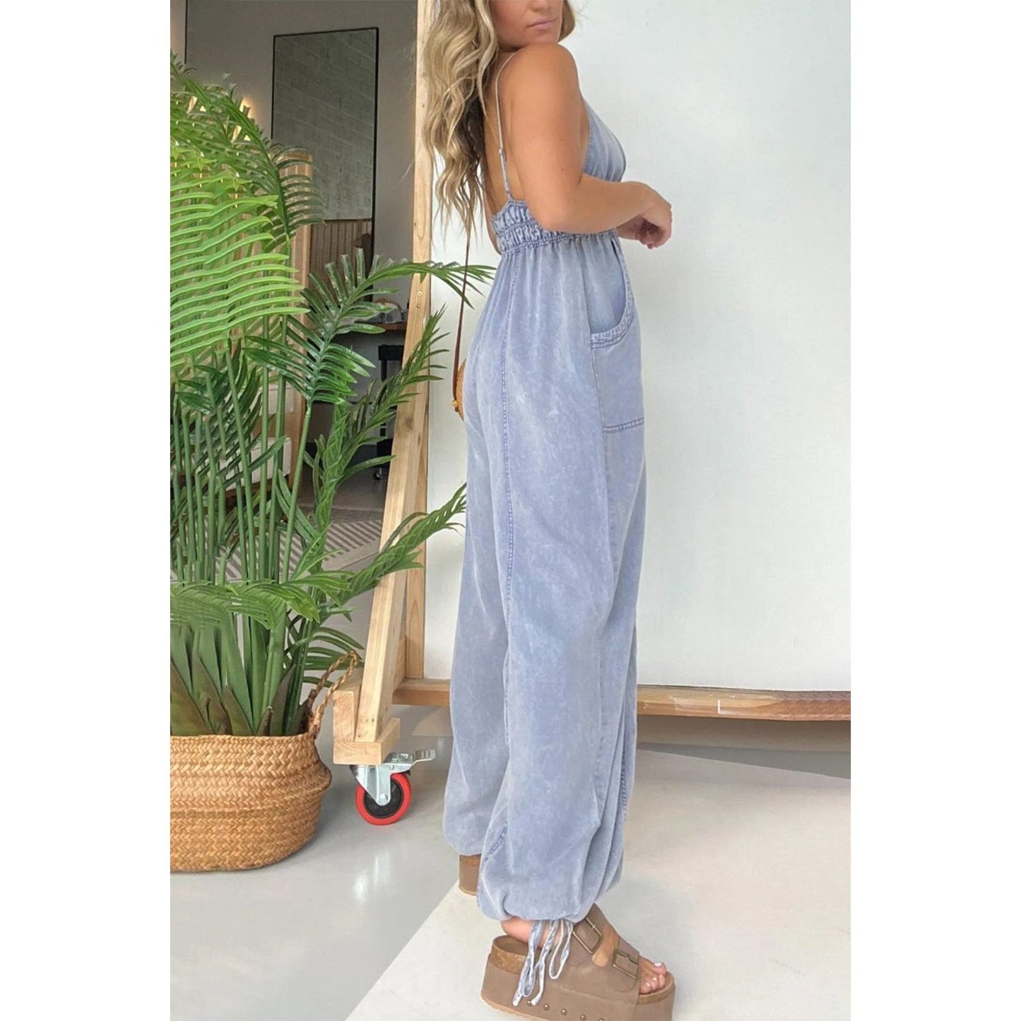 Full Size Spaghetti Strap Jumpsuit with Pockets