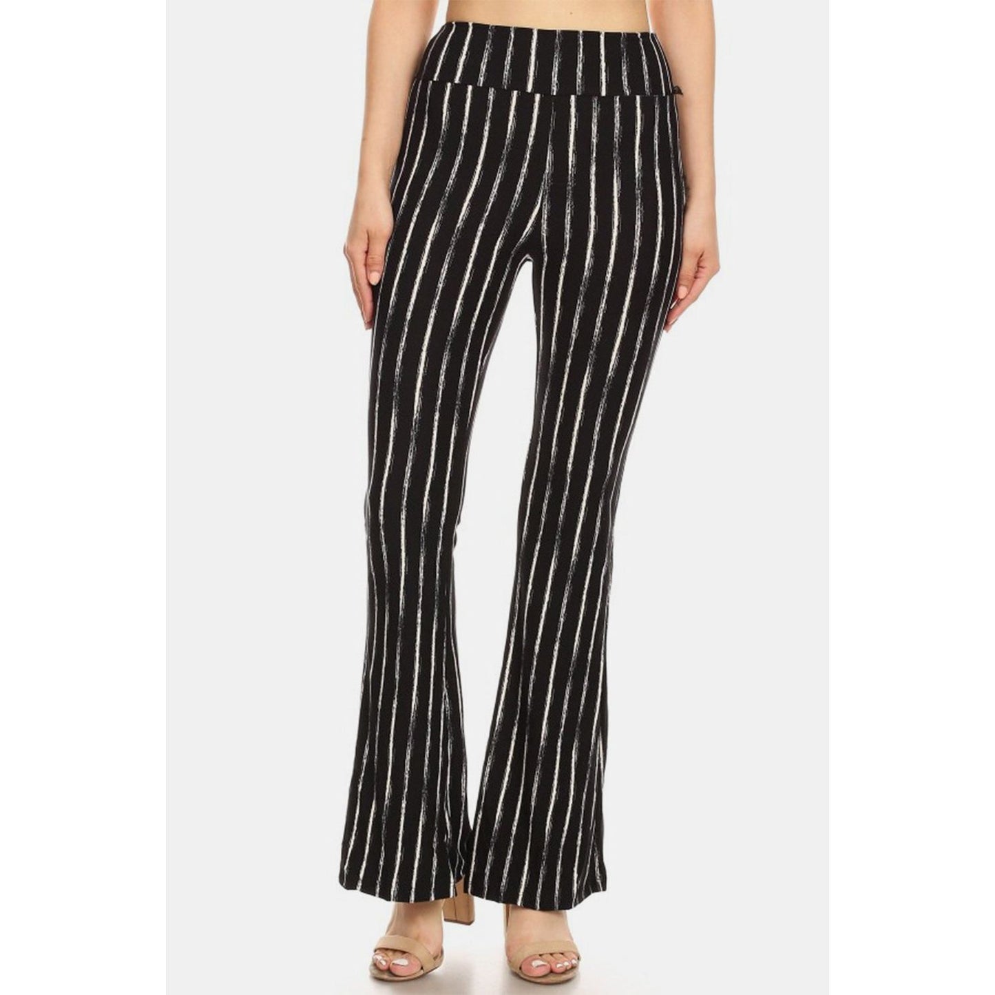 Leggings Depot Striped High Waist Flare Pants