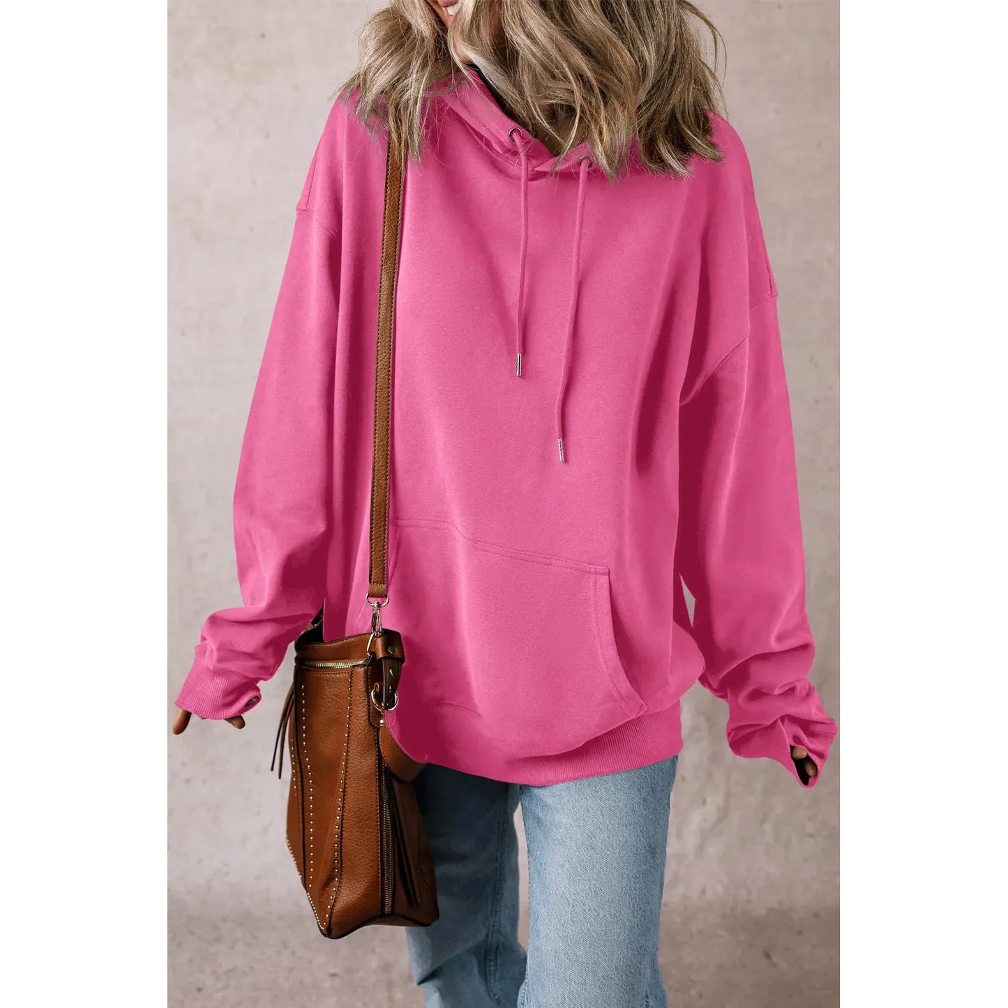 Drawstring Dropped Shoulder Long Sleeve Hoodie