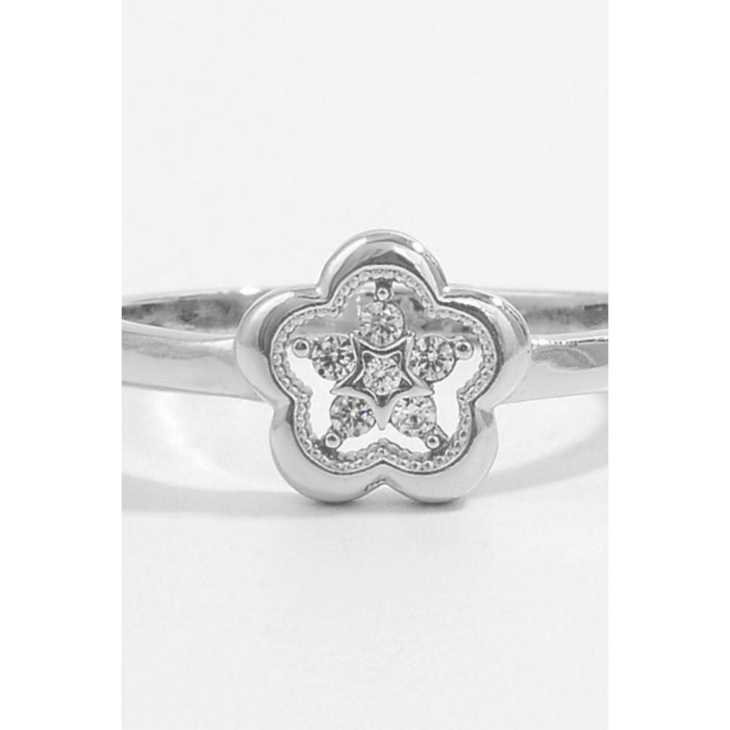 925 Sterling Silver Zircon Flower Ring