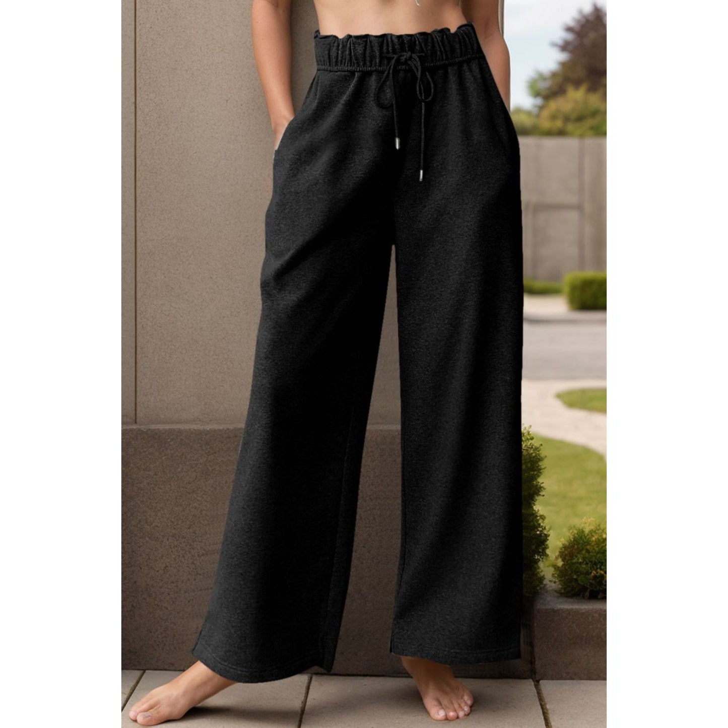 Drawstring Wide Leg Active Pants