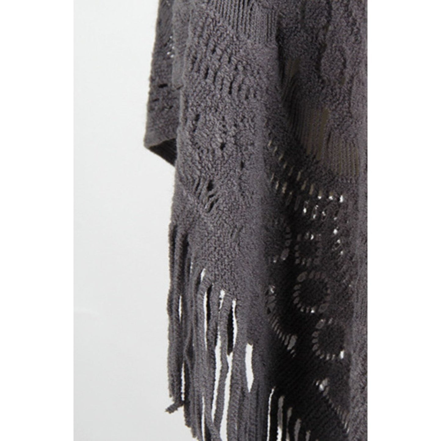 Fringe Openwork Surplice Cape Sleeve Poncho