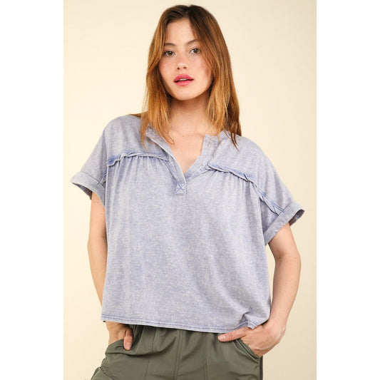 VERY J Nochted Short Sleeve Washed T-Shirt