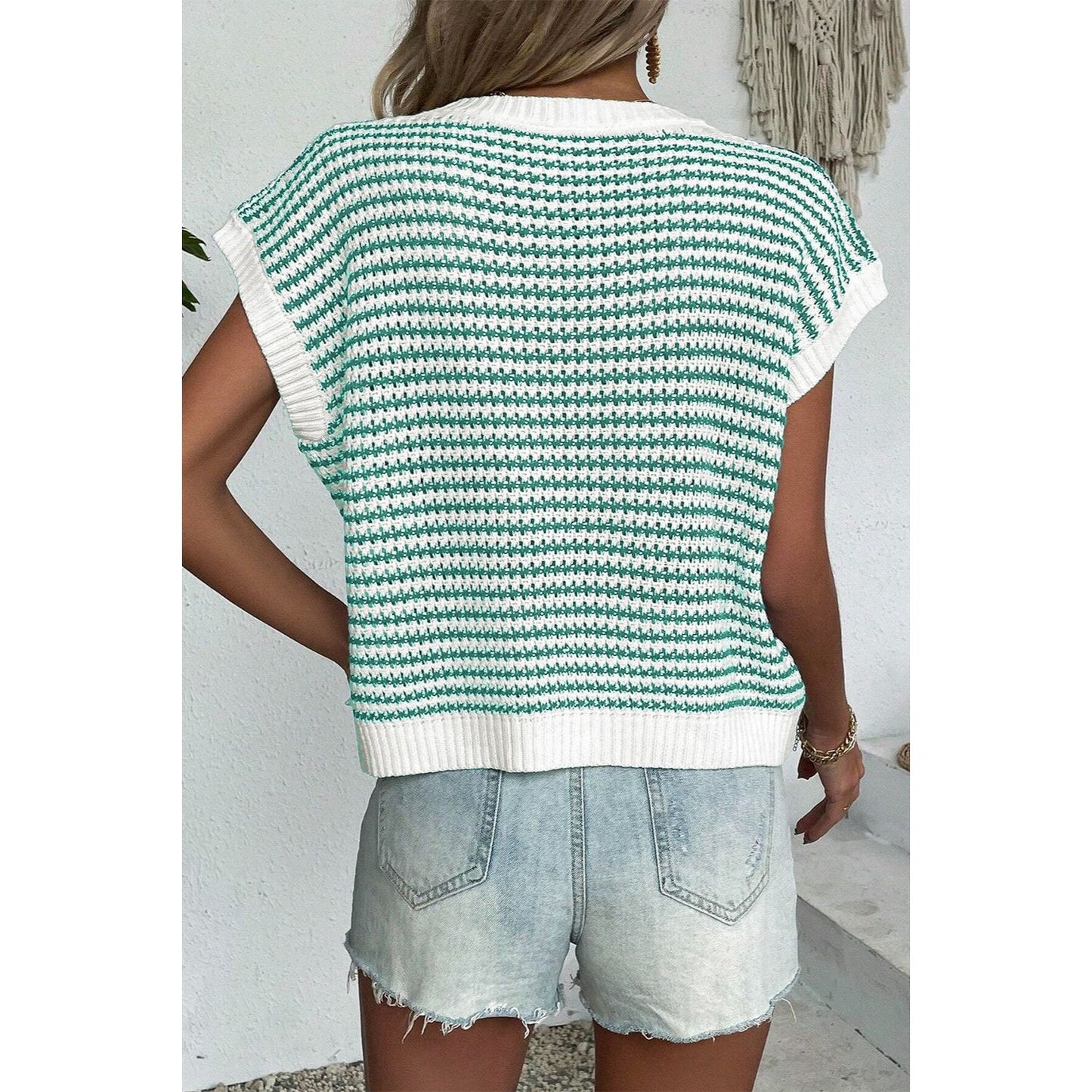 Striped Round Neck Sweater Vest