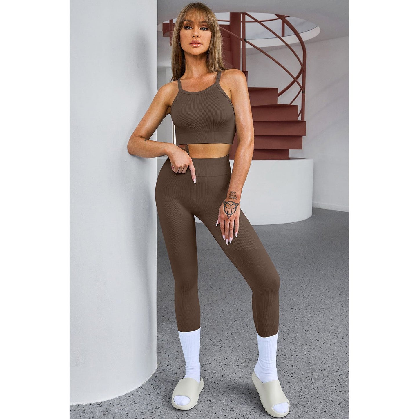 Tank Cropped Active Top and Pants Set