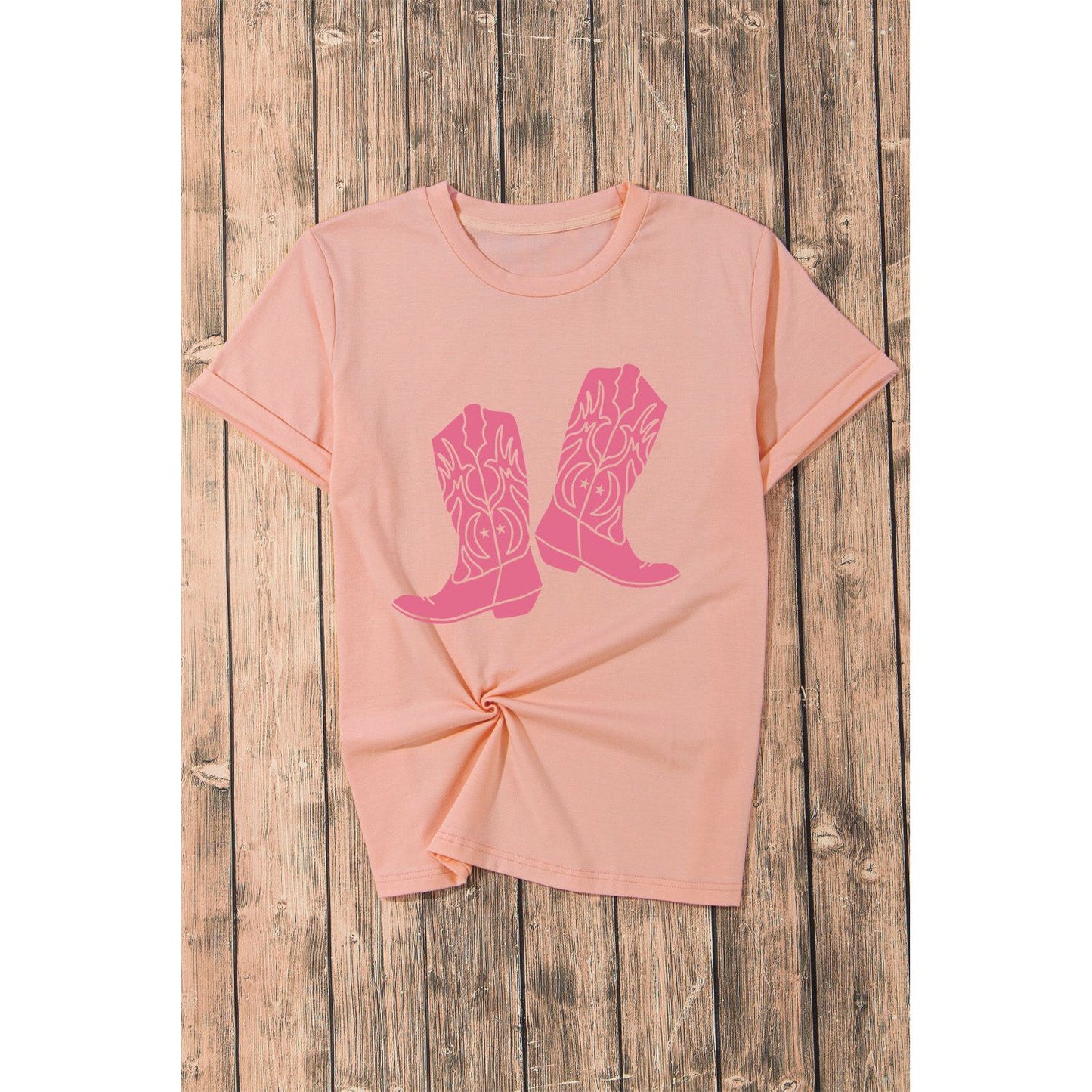 Boots Graphic Round Neck Short Sleeve T-Shirt